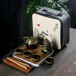Creative Portable Travel Tea Set With Tea Bag Teeware Teware Coffee Teapot and Cup Set Chinese Pot Coffeeware Teaware Gaiwan Bar 240220