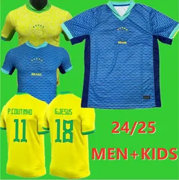 24/25 Brasil Neres Coutinho Soccer Jersey 2024 Camiseta de Futebol Brazils G.Jesus Vinicius Jr Marcelo 24 25 Brazils Maillots Football Men Kids Set Uniforms