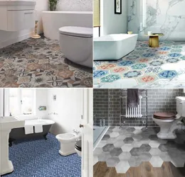 28 Design Mosaic Tile Floor Sticker Self Adhesive Waterproof PVC Wall Sticker Kitchen Hexagon Ceramic Stickers Home Decoration 10p6237356