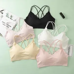 Camisoles Tanks Cross Strap Seamless Beautiful Back Ice Silk Tube Top Short Inner Wear Anti-Wardrobe 오작동베이스 및 통기성 CH