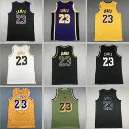 2024 MENS 23 James Basketball Jersey Autentico LeBron 23 James Maglie giallo viola giovani donne uomini S-XXL Basketball Jersey con logo e tag