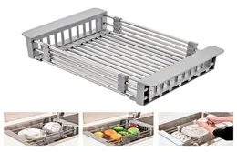 2020 Rack Drain Basket Stainless Steel Telescopic Sink Dish Drainers For Kitchen Drain Sh Installation Kitchen Holder4945503