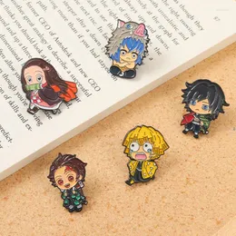 Brooches Japanese Anime Enamel Pin Custom Brooch Tanjirou Nezuko Zenitsu Inosuke Giyuu Lapel Badge Cartoon Jewelry Gift For Fans