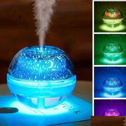 야간 조명 Brelong Colorf USB Crystal Humidifier Projection 램프 나이트 라이트 실내 침실 부부 Ambiance Gold / Sier Drop Dhwng