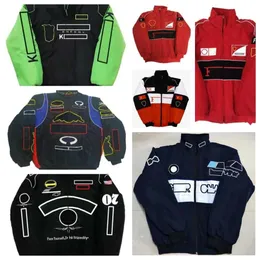 F1レーシングジャケット秋と冬のフル刺繍綿服スポットセールスカーロゴフル刺繍ジャケットカレッジレトロバイクジャケットQi