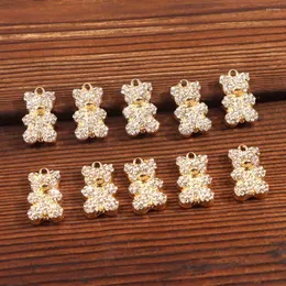 Charms 10 Teile/los Glänzende Kristall Gold Silber Farbe Bär Anhänger Für Die Herstellung DIY Ohrringe Halskette Armband Schmuck Zubehör