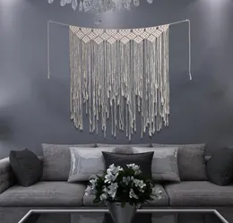 Lungo Bohemian Macrame Fatto a mano per maglieria Corda di cotone Arazzo Appeso a parete Tapisserie Banner Nappa Decorazione di nozze artigianale7593770