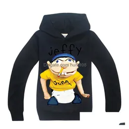 Hoodies Sweatshirts SML Jeffy Baskılı Çocuklar 614T Erkek Karikatür Baskı 115165cm Tasarımcı Giysileri Bütün FS3880320 DROP TESLİM BABA MA DHHS6