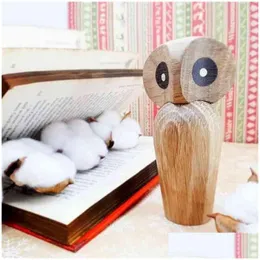 Decorative Objects & Figurines Lovely Fashion Owl Bird Animal Figurines Decor Home Living Room Bookshelf Natural Miniature Woodcraft I Dhxmg