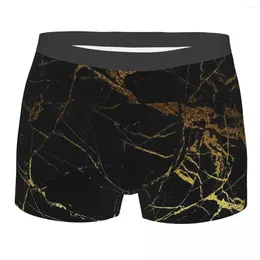 Underbyxor roliga boxershorts trosor mäns marmor av svart och guld underkläder andas för manlig plus storlek