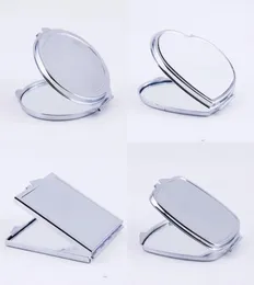 Yeni gümüş cep ince kompakt ayna boş yuvarlak kalp şekilli metal makyaj aynası diy kostmetik ayna düğün hediyesi3307594
