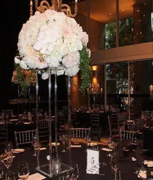 New style clear tall Wedding acrylic crystal Table Centerpiece Wedding Columns Flower Stand for Table decoration9301095
