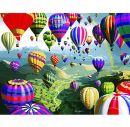Безрамная картина Diy Картина по номерам Красочный воздушный шар Пейзаж Ручная роспись маслом Акрил на холсте для домашнего декора3306378