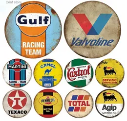 Metal Painting Motor Oil Round Metal Signs Vintage Gas Station Tin Plaque Wall Art Hanging Plate for Bar Garage Man Cave Home Decor T240309