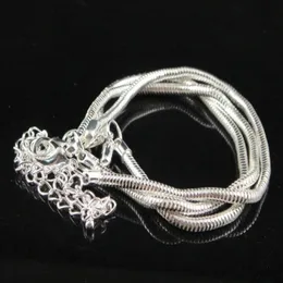 Klassische DIY 925-Versilberung Schlangenketten-Armbänder passend für europäische Charms-Perlen, Karabinerverschluss-Armband, 50 Stück266P