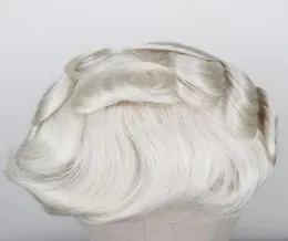 Men039S Wig 613 Blond Remy Human Hair Mens Toupee Full Pu Pure Handmade för manlig hårprotes 11664431215332