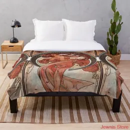 Coperte Danza 1898 Alphonse Mucha Art Nouveau Litografia Coperta in pile Letto Culla Divano Adulto Neonate Ragazzi Bambini Regalo188r