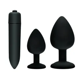 GELUEGEE 3PCS Anal Vibratory silikonowe kulki Butt Plug Dildo Vibrator Massager Sex Anal zabawki dla dorosłych seksu S181019052441375