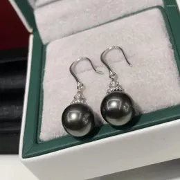 Dangle Earrings D527 Pearl Fine Jewelry 925 Stelring Silver Round 8-9mm Fresh Water Peacock Green Black Pearls Drop