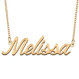 Melissa name necklaces pendant Custom Personalized for women girls children best friends Mothers Gifts 18k gold plated Stainless steel