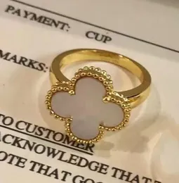 Klassische Luxuskristallklee Ring Marke natürlicher Achate Ehering Mode Paar Designer Ring Edelstahl Schmuck Geschenk für Frauen AA AA
