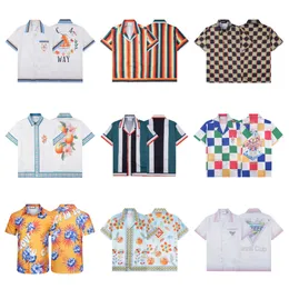Men's New Casa Floral Racquet Interwoven Monogram Print Short Sleeve Shirt Set for Men and Women Trends Loose Plus Size 3xl
