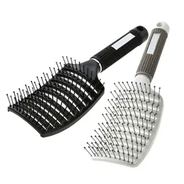 Pęknięcia włosów gładkie włosy czyste świnia hairbrush kobiety mokre pędzel profesjonalny styl plastikowy nylon duży zgięty grzebień fryzjerski narzędzie Drop de dhok9