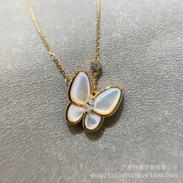 Дизайнерское ожерелье Ожерелье VanCF Роскошный бриллиантовый агат 18-каратного золота Натуральное белое ожерелье с бабочкой Fritillaria Позолоченное золотое ожерелье с подвеской в виде бабочки