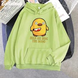 Sweatshirts ördek tutma bıçak grafik kapşonlu kadınlar kawaii giyim estetik sweatshirt sevimli komik baskı harajuku sudaderas para mujer wram