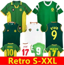 2002 1998 Kamerun Retro Soccer Jerseys 1990 Eto O Mboma Lauren Song Foe Milla Maillot de Foot Home Away Vintage Classic Football Shirt