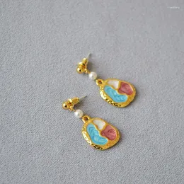 Dangle Earrings ملونة لوحة الطلاء المينا للنساء مضحكة الإبداع الإبداعية الأطفال الفتيات فريدة من نوعها مجوهرات غير عادية