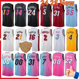 24/25 Man Młodzież wydrukowana nowe finały koszykówki 7 Tyler Herro 14 Duncan 55 Victor Oladipo 4 Haywood Highsmith 24 Robinson 25 Stowarzyszenie koszykówki Kyle Lowry Jersey