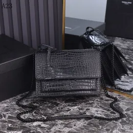 Luxurys çanta gün batımı omuz çantası ayna kalitesi tasarımcı çanta kadın erkek messenger zinciri tote crossbody klasik çanta deri çanta cüzdanı debriyaj siyah çanta
