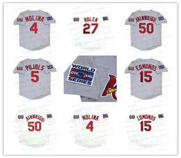 Vintage Men 50 Adam Wainwright 2006 World Series Baseball JERSEY 4 Yadier Molina 5 Albert Pujols 15 Jim Edmonds 27 Scott Rolen 29 5949817