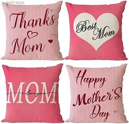 Kissenbezug aus Leinen, quadratisch, „Happy Mothers Day“, I Love Mom, Kissenbezug, Sofabezug, Heimdekoration, Geschenk T240309