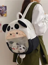 Sacos escolares bonito panda ita mochila mochilas de alta capacidade boneca de pelúcia menina dor japonesa versátil contrastante mini juventude