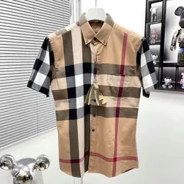 Mens Burbrrerys Dress Casual Shirts Luxury Brand Mens Shirt Designer polo shirt Classical Check Pattern Plaid Solid Business Casual Mens Short Sleeve Shirt