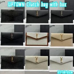 10A Uptown Wallet Designer äkta läderkoppling Bag Caviar Wallet Flap Handväska Kvinnor Läder Classic Lady Envelope Luxury Men Crossbody Shoulder Handbag With Box