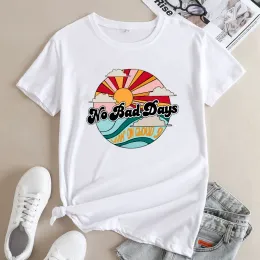 T-shirts inga dåliga dagar tee skjorta retro kvinnor strand sommarlovet topp thirt