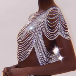 T-Shirt Women Crop Tank Top Glitter Rhinestone Crystal Metal Chain Tassel Sexy See Through Backless Short Sleeve Festival Tops