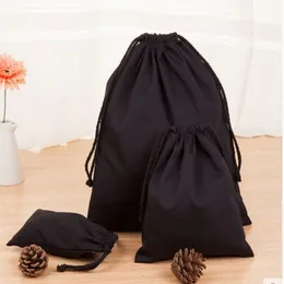 Black Cotton Drawstring Bag 8x10cm 9x12cm 10x15cm 13x17cm pack of 50 Makeup Jewelry Pouch Candy Favor Sack2738