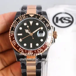 KS Factory Mens Watch Cerveja Preta Cerâmica Moldura Eta 3186 Movimento 904L Pulseira de Aço À Prova D 'Água Luminosa Relógio de Pulso Mecânico Automático