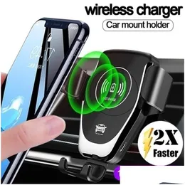 Car Charger Matic Qi Wireless Car Charger Mount For Phone Xs Max Xr X 8 10W Fast Charging Holder S10 Drop Delivery Automobiles Motorcy Dhwfi