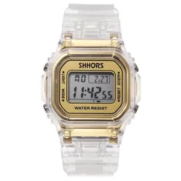 Модные мужские и женские часы, золотые повседневные прозрачные цифровые спортивные часы, подарок для влюбленных, водонепроницаемые детские детские Wrist334H