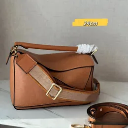 Designer Puzzle Bag äkta läder handväska axelväska hink kvinnas påsar koppling totes crossbody geometry kvadrat kontrast färg lapptäcke hdmbags