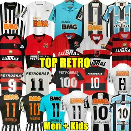 Ronaldinho 2013 Santos 레트로 축구 유니폼 Elano 11 12 13 Neymar Jr 95 96 03 04 Flamengo Romario Vintage Football Men Kids Shirts Gremio Atleto Mineiro