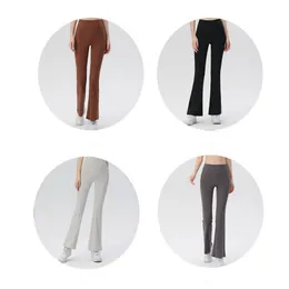 Allulu New Women's Yoga Flare Pants z nagą wysoką talią i ciasno dopasowanie do sportowych mikro -flara