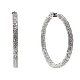 Ny Micro Pave CZ Big Hoop Earring 25mm 50mm 2 storlek Fashion Jewelry Cubic Zirconia Shiny Silver Plated Classic Jewelry298p