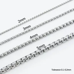 100% rostfritt stålkedja för smycken 2 3 4 5mm Square Rolo Box -kedjor av mätaren DIY Metal Chain Halsband Hela No Clasp238k