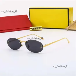 Fendis Sunglasses Designer Sunglasses Men Fashion Womens Luxury Oval Frameless Goggles Uv400 Eyewear With Box 704 Fd Sunglasses